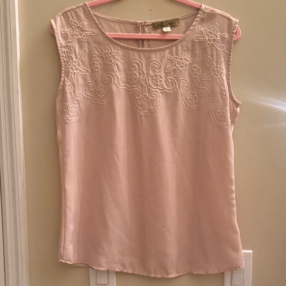 Elegant Pink Embroidered Women's Top
